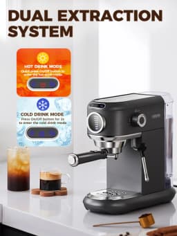 Cafelffe 4-in-1 Coffee Maker Hot/Cold Dolce Gusto&Nespresso Capsule ESE Pod Ground Cappuccino Espresso Machine Cafetera 19 Bar