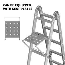4.7m Folding Ladder Multi-Purpose Aluminium Extension with Safety Platform, 16 Steps Heavy Duty Combination EN131 Standard