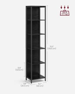 VASAGLE 6-Tier LED Bookcase, Bookshelf with Dimmable Lights, Storage Shelf with Steel Frame, 30.3 x 40 x 178.6 cm