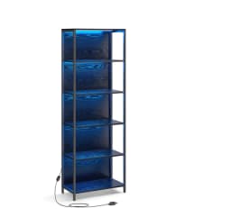 VASAGLE 6-Tier LED Bookcase, Bookshelf with Dimmable Lights, Storage Shelf with Steel Frame, 30.3 x 40 x 178.6 cm