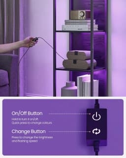 VASAGLE 6-Tier LED Bookcase, Bookshelf with Dimmable Lights, Storage Shelf with Steel Frame, 30.3 x 40 x 178.6 cm