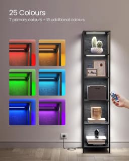 VASAGLE 6-Tier LED Bookcase, Bookshelf with Dimmable Lights, Storage Shelf with Steel Frame, 30.3 x 40 x 178.6 cm