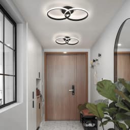 Ceiling Light Modern LED Black Double Ring Ceiling Lamp Natrual Light 4000K Lighting Fixtures for Bedroom Kitchen Living Room St