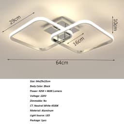 Ceiling Light Modern LED Black Double Ring Ceiling Lamp Natrual Light 4000K Lighting Fixtures for Bedroom Kitchen Living Room St