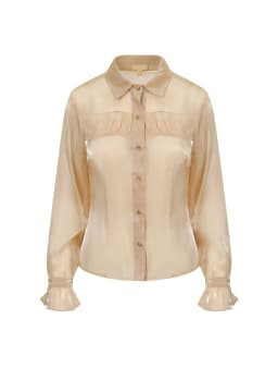 BALOU Semi Fitted Organza Button Down Shirt