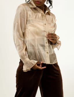 BALOU Semi Fitted Organza Button Down Shirt