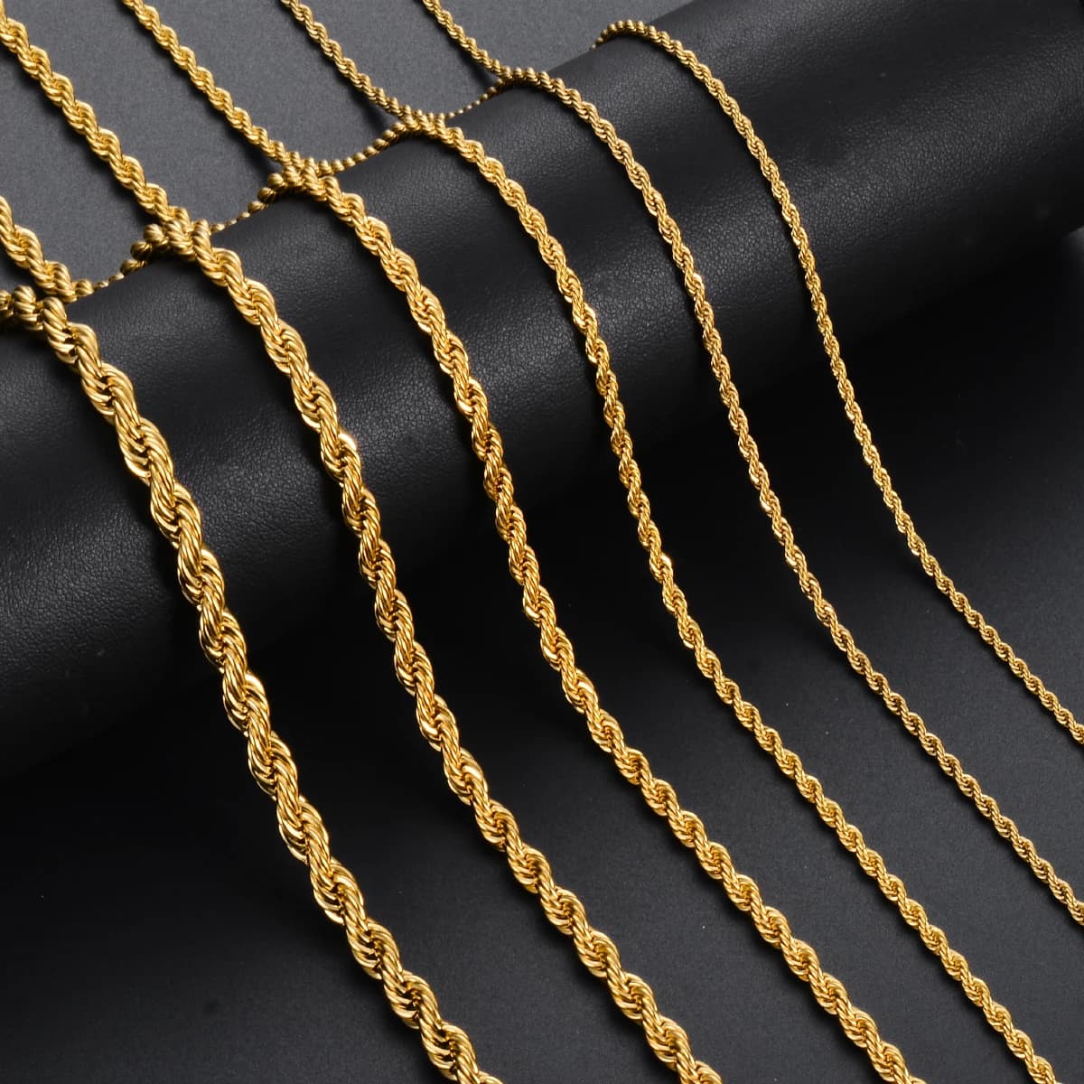 1 Piece Gold Color Width 2mm/2.5mm/3mm/4mm/5mm/6mm Rope Chain Necklace/Bracelet For Men Women Stainless Steel Chain Necklace