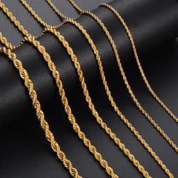 1 Piece Gold Color Width 2mm/2.5mm/3mm/4mm/5mm/6mm Rope Chain Necklace/Bracelet For Men Women Stainless Steel Chain Necklace