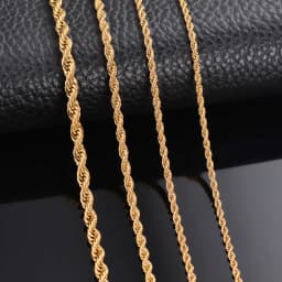 1 Piece Gold Color Width 2mm/2.5mm/3mm/4mm/5mm/6mm Rope Chain Necklace/Bracelet For Men Women Stainless Steel Chain Necklace