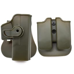 IMI Gun Holster Defense Retention Tactical Gun Holster for GL 17 Gen 1-4 9mm Double Magazine Pouch