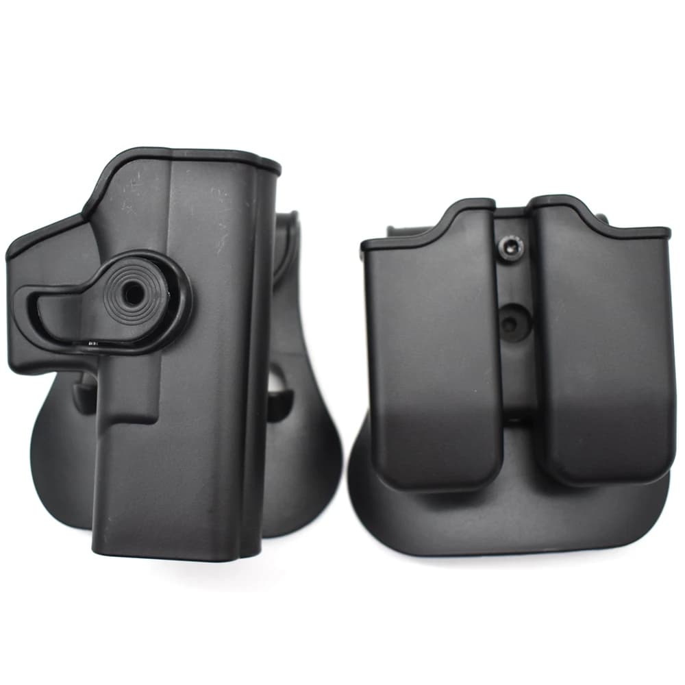 IMI Gun Holster Defense Retention Tactical Gun Holster for GL 17 Gen 1-4 9mm Double Magazine Pouch