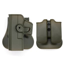 IMI Gun Holster Defense Retention Tactical Gun Holster for GL 17 Gen 1-4 9mm Double Magazine Pouch