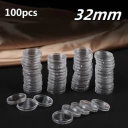 100Pcs 16-40mm Transparent Round Coin Storage Box Capsules Collection Coin Holder Containers Coin Capsule Case Supplies Gifts