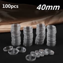 100Pcs 16-40mm Transparent Round Coin Storage Box Capsules Collection Coin Holder Containers Coin Capsule Case Supplies Gifts