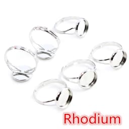 10pcs Adjustable Blank Ring Base Fit Dia 10 12 14 16 18 20 mm Glass Cabochons Cameo Settings Tray Diy Jewelry Making Ring
