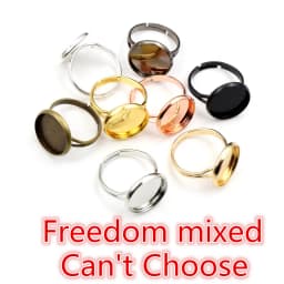 10pcs Adjustable Blank Ring Base Fit Dia 10 12 14 16 18 20 mm Glass Cabochons Cameo Settings Tray Diy Jewelry Making Ring