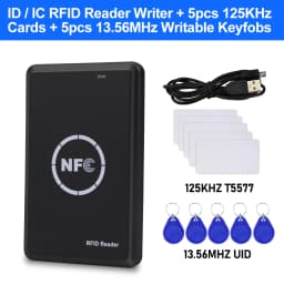 RFID Copier Duplicator 125KHz Key fob NFC Smart Card Reader Writer 13.56MHz Encrypted Programmer USB UID T5577 EM4305 Cards Tags