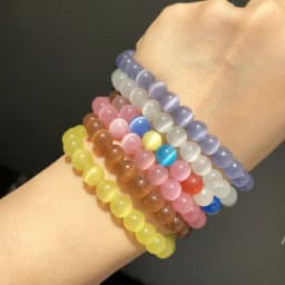 Natural Stone Pink White Moonstone Cat Eye Beads For Jewelry Making Smooth Loose Spacer Beads Opal Diy Charm Bracelets Necklace