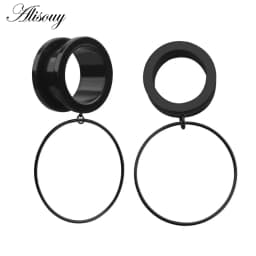 Alisouy 2pcs 6-25MM Stainless Steel Ear Plugs and Tunnels Dangle Ear Piercing Expansion Ear Stretched Flesh Tunnels Body Jewelry