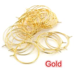 50pcs 20 25 30 35 40mm KC Gold Silver Plated Hoops Earrings Big Circle Ear Hoops Earrings Wires For DIY Jewelry Making Supplies