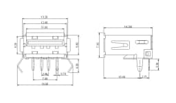 10PCS USB 2.0 4Pin A Type Female Socket Connector G54 2 feet 90 degree Data Transmission Charging