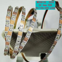 1M DC5V 90 120 200 LEDs/m WS2812C 2020 LED Addressable pixel LED Strip Flexible RGB Full Color Strip IP20 White PCB 4mm Wide PCB