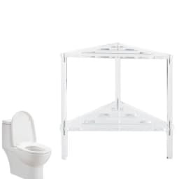 Acrylic Corner Shower Stool Non-Slip Shower Caddies Stool Stable Heavy Duty Bathing Chairs With Storage Shelf For Bathroom
