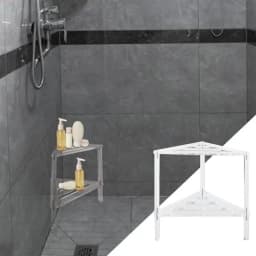 Acrylic Corner Shower Stool Non-Slip Shower Caddies Stool Stable Heavy Duty Bathing Chairs With Storage Shelf For Bathroom