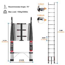 4.4m Telescopic Ladder Stainless Steel Convenient Extendable ,For Pulling Walls, Changing Light Bulbs,Repairing Roofs,RV