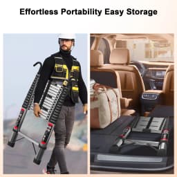 4.4m Telescopic Ladder Stainless Steel Convenient Extendable ,For Pulling Walls, Changing Light Bulbs,Repairing Roofs,RV