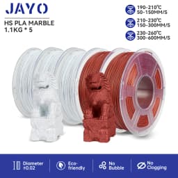 JAYO PLA Filaments 5 Rolls High-speed PLA Marble 1.75mm FDM 3D Printer Materials Neatly Wound High Toughness for FDM 3D Printer