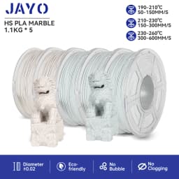 JAYO PLA Filaments 5 Rolls High-speed PLA Marble 1.75mm FDM 3D Printer Materials Neatly Wound High Toughness for FDM 3D Printer