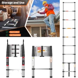 2.6m Telescopic Ladder Stainless Steel Convenient Extendable Folding Ladder,Easy To Carry, Suitable For Pulling Walls, Changing