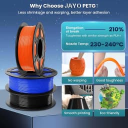 JAYO PETG Clear 3D Printer Filament 1.75 ±0.02mm 1.1kg/roll High Toughness Neatly Wound Filament Fit Most FDM Printer
