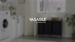 VASAGLE Laundry Basket, 3-Compartment Laundry Hamper, Pull-Out and Removable Laundry Bags, Laundry Sorter, Shelf, Metal Frame