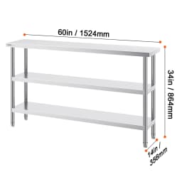 SucceBuy Stainless Steel Food Prep Table Commercial Kitchen Worktable with 2 Adjustable Undershelf for BBQ Kitchen Home Garage