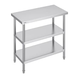 SucceBuy Stainless Steel Food Prep Table Commercial Kitchen Worktable with 2 Adjustable Undershelf for BBQ Kitchen Home Garage