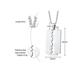 Stylish Double Edge Razor Blades Pendant for Men Necklace Stainless Steel Casual Male Collar Gifts With 20"/24" Chain