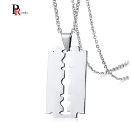 Stylish Double Edge Razor Blades Pendant for Men Necklace Stainless Steel Casual Male Collar Gifts With 20"/24" Chain
