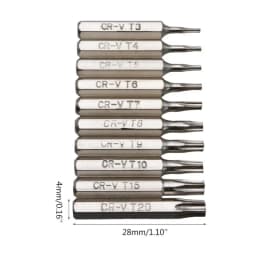 10PCS CR-V Torx Screwdriver Bits Set T3 T4 T5 T6 T7 T8 T9 T10 T15 T20 Mobile Repair Bit Plum Blossoms Repairing Head M89B