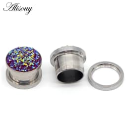1pc 316L Stainless Steel Ear Plugs and Tunnels Ear Piercings Earlets Screwed Earring Expander Ear Gauges Body Jewelry Piercings