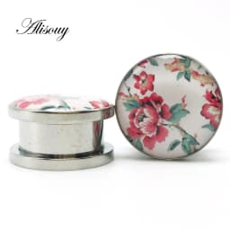1pc 316L Stainless Steel Ear Plugs and Tunnels Ear Piercings Earlets Screwed Earring Expander Ear Gauges Body Jewelry Piercings