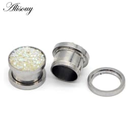 1pc 316L Stainless Steel Ear Plugs and Tunnels Ear Piercings Earlets Screwed Earring Expander Ear Gauges Body Jewelry Piercings