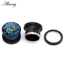 1pc 316L Stainless Steel Ear Plugs and Tunnels Ear Piercings Earlets Screwed Earring Expander Ear Gauges Body Jewelry Piercings