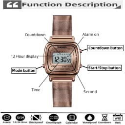 Skmei Women Bracelet Dress Watches Luxury Brand Stainless Steel Strap Fashion Waterproof Digital Chronograph Wristwatch