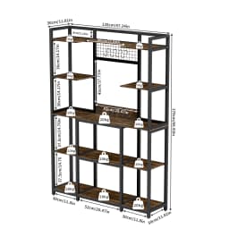 5 Tier Industrial Bookshelf Kitchen Baker Storage Rack Metal Organizer Shelves Unit