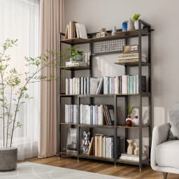 5 Tier Industrial Bookshelf Kitchen Baker Storage Rack Metal Organizer Shelves Unit