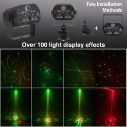 Gwong Mini RG Laser + RGB LED Party Light Remote Control Stage Effect Lighting with Suction Cup for DJ Concert Party Club KTV Disco