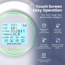 SUNLU S2 Filament Dryer 360° Surrounding Heating Storage Box with Fan LED Touch Screen for 3D Filament Dryer Printing Mate