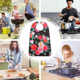 Reuasable Adult Dining Bibs Adjustable Bibs with Crumb Catcher Reusable Clothing Protector Adult Bib for Adult Elderly Disabled